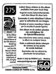 2011 Panini FIFA Women's World Cup Stickers #275 Melissa Barbieri Back