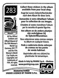 2011 Panini FIFA Women's World Cup Stickers #283 Elise Kellond-Knight Back