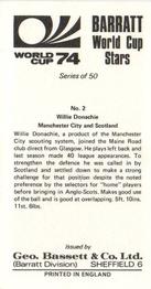 1974 Barratt World Cup Stars #2 Willie Donachie Back
