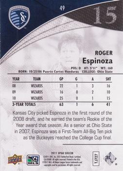 2011 SP Game Used #49 Roger Espinoza Back