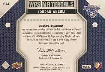 2011 Upper Deck MLS - WPS Materials #W-JA Jordan Angeli Back