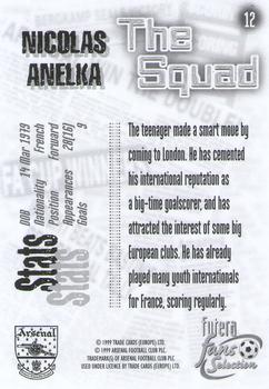 1999 Futera Arsenal Fans' Selection #12 Nicolas Anelka Back