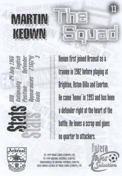 1999 Futera Arsenal Fans' Selection #13 Martin Keown Back