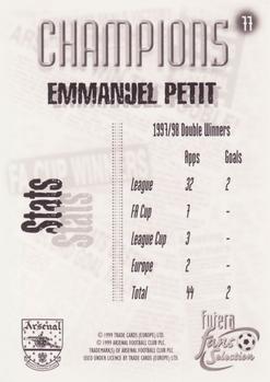 1999 Futera Arsenal Fans' Selection #77 Emmanuel Petit Back