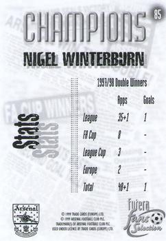 1999 Futera Arsenal Fans' Selection #85 Nigel Winterburn Back