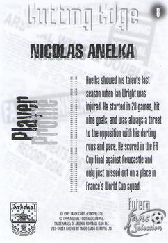 1999 Futera Arsenal Fans' Selection #8 Nicolas Anelka Back