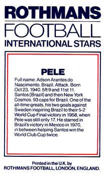 1984 Rothmans Football International Stars #NNO Pele Back