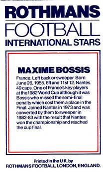 1984 Rothmans Football International Stars #NNO Maxime Bossis Back
