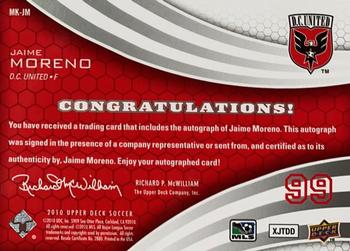 2010 Upper Deck MLS - MLS Marks #MK-JM Jaime Moreno Back