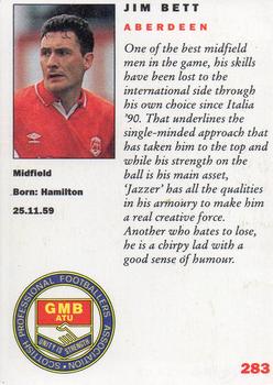 1992 Panini UK Players Collection #283 Jim Bett Back