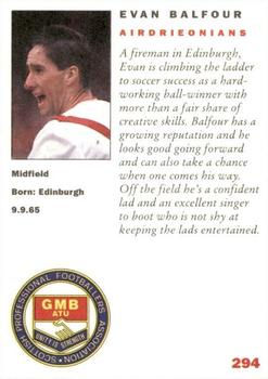 1992 Panini UK Players Collection #294 Evan Balfour Back