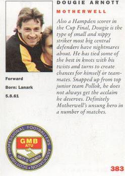 1992 Panini UK Players Collection #383 Dougie Arnott Back