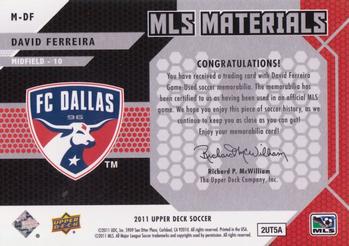 2011 Upper Deck MLS - MLS Materials Quad #M-DF David Ferreira Back