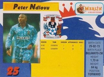 1993 Merlin's Premier League #25 Peter Ndlovu Back