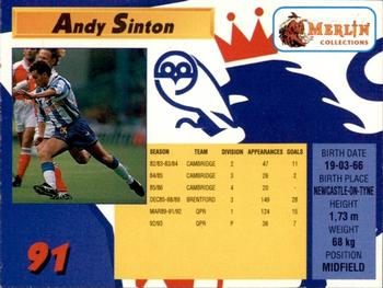 1993 Merlin's Premier League #91 Andy Sinton Back