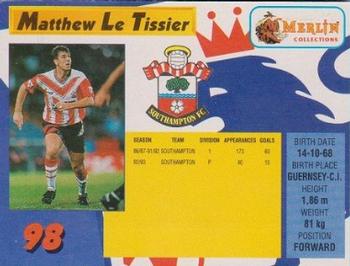 1993 Merlin's Premier League #98 Matthew Le Tissier Back
