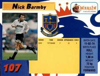 1993 Merlin's Premier League #107 Nick Barmby Back