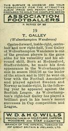 1939-40 Wills's Association Footballers #19 Thomas Galley Back