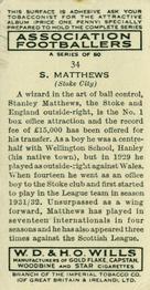 1939-40 Wills's Association Footballers #34 Stanley Matthews Back
