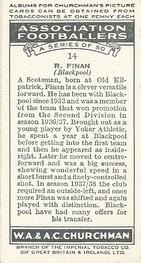 1938 Churchman's Association Footballers 1st Series #14 Bobby Finan Back