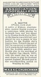 1938 Churchman's Association Footballers 1st Series #1 Andy Beattie Back