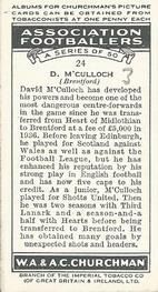 1938 Churchman's Association Footballers 1st Series #24 David M'Culloch Back