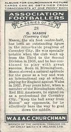 1938 Churchman's Association Footballers 1st Series #28 George Mason Back