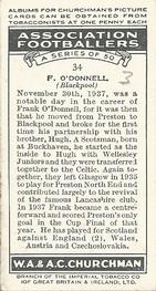 1938 Churchman's Association Footballers 1st Series #34 Frank O'Donnell Back