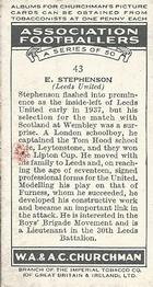 1938 Churchman's Association Footballers 1st Series #43 Eric Stephenson Back