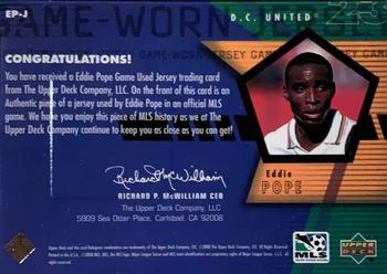 2000 Upper Deck MLS - UD Game Jersey #EP-J Eddie Pope Back