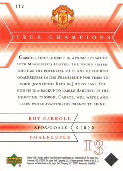 2001 Upper Deck Manchester United #112 Roy Carroll Back