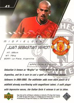 2001 Upper Deck Manchester United #45 Juan Sebastian Veron Back