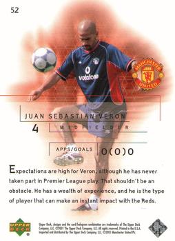 2001 Upper Deck Manchester United #52 Juan Sebastian Veron Back