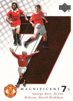 2001 Upper Deck Manchester United - Magnificent 7's #M1 George Best / Bryan Robson / David Beckham Front