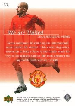 2001 Upper Deck Manchester United - We are UNITED #U6 Juan Sebastian Veron Back