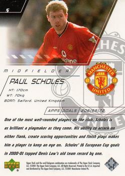 2001 Upper Deck Manchester United World Premiere #5 Paul Scholes Back