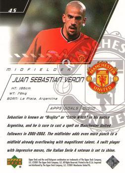 2001 Upper Deck Manchester United World Premiere #45 Juan Sebastian Veron Back