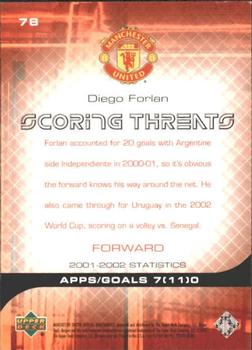 2002 Upper Deck Manchester United #78 Diego Forlan Back
