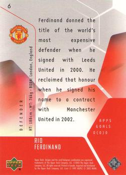 2003 Upper Deck Manchester United Mini Playmakers #6 Rio Ferdinand Back