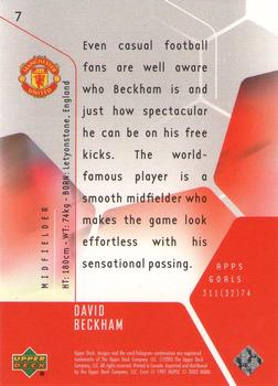 2003 Upper Deck Manchester United Mini Playmakers #7 David Beckham Back
