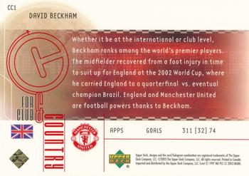 2003 Upper Deck Manchester United Mini Playmakers - For Club & Country #CC1 David Beckham Back