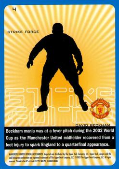 2003 Upper Deck Manchester United Strike Force #4 David Beckham Back