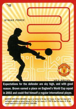 2003 Upper Deck Manchester United Strike Force #72 Wes Brown Back