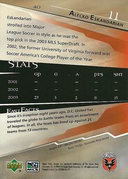 2004 Upper Deck MLS #40 Alecko Eskandarian Back