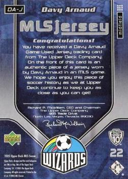2005 Upper Deck MLS - MLS Jersey #DA-J Davy Arnaud Back
