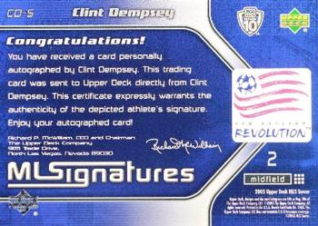2005 Upper Deck MLS - MLSignatures #CD-S Clint Dempsey Back