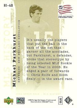 2006 Upper Deck MLS - History #HI-40 Michael Parkhurst Back