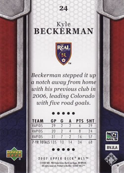 2007 Upper Deck MLS #24 Kyle Beckerman Back