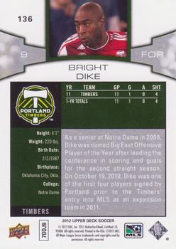 2012 Upper Deck MLS #136 Bright Dike Back