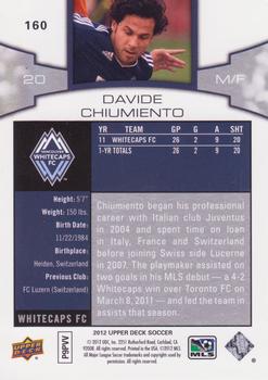 2012 Upper Deck MLS #160 Davide Chiumiento Back